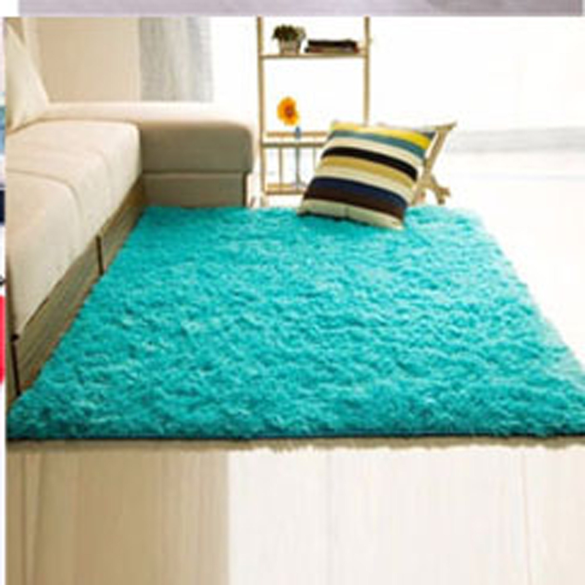 FUTATA Carpet Living Room Solid Plush Shag Carpet Solid Coaxial High Fluff Bathroom Carpet