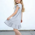 thumbnail image 4 of Gytharion Kids Sleeveless Sundresses for Girls 1-7 Years, Summer Solid Casual Crew Neck Cotton Linen Beach Dress Flowy A-Line Ruffled Swing Princess Dress with Flutter Sleeves, 4 of 6