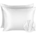 thumbnail image 7 of BLISSFORD Satin Pillowcase with Zipper, for Hair and Skin Care, Feels Soft and Cool Like a Silk Pillowcase, Satin Pillow Cases 2 Pack, Silk Pillow Cover, White - Standard Size, Set of 2, 7 of 7