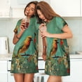 thumbnail image 4 of Disketp Retro Birds para Camisón Corto de Manga Corta para Mujeres, Camisón Cómodo con Escote Redondo, Bonito y Confortable, 4 of 6