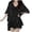 Black, variant on Women's V Neck Fishing Net Sunscreen Loose Lazy Outside With Smock Hollow Out Sweater plus Size 3 4 Sleeve Tunic