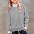 thumbnail image 5 of SGMVNU Girls' Zip Neck Hoodie for Little Girls – Cozy Kids' Casual Sweatshirt with Stand Up Collar Lightweight Winter Layer Grey 5-6 Years, 5 of 8