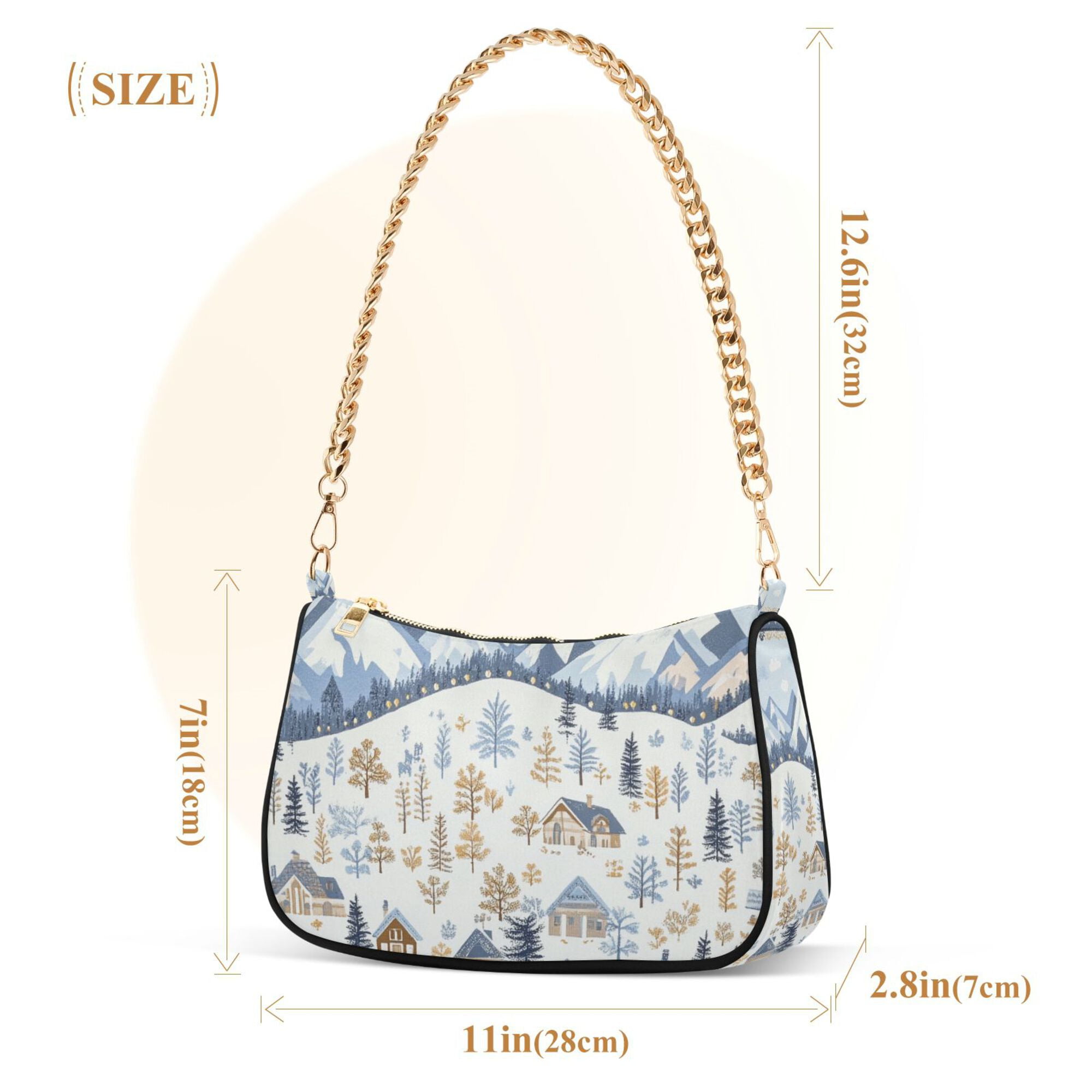 FORMRS Womens Shoulder Bag with Chain Strap Clutch Purse Cute Tote Handbag, Light Blue Mountain