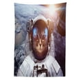 thumbnail image 3 of Ambesonne Cat Tablecloth Rectangular Table Cover, Space Satellite Eclipse, 60"x90", Blue Grey and White, 3 of 4