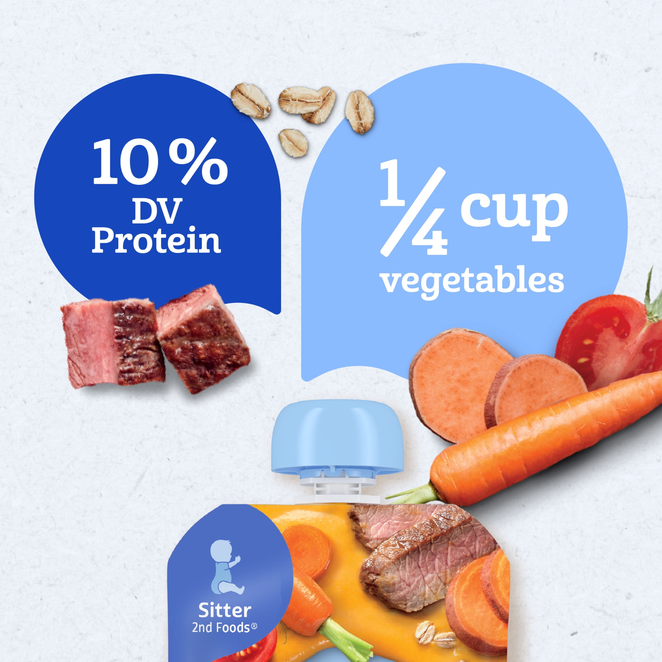 (12 pack) Gerber Stage 2 Baby Food, Sweet Potato Carrot Beef & Tomato, Baby Food Pouches, Puree 3.5 oz