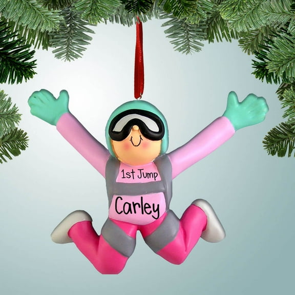 Personalized Skydiver - Female Christmas Ornament - 1st Jump - Tandem Jumping - Solo - Skydiving - Great Gift Ideas