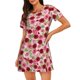 thumbnail image 1 of Balery Rose Flowers Camisón de manga corta con cuello redondo para mujer, cómodo y elegante., 1 of 6