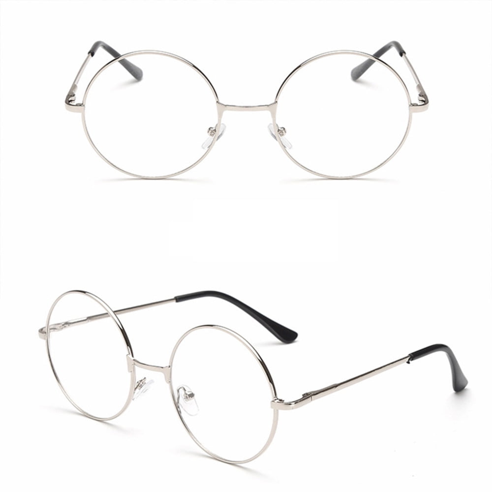 Thick Round Frame Glasses Clear Flat Lens Eyeglass Retro Style ...