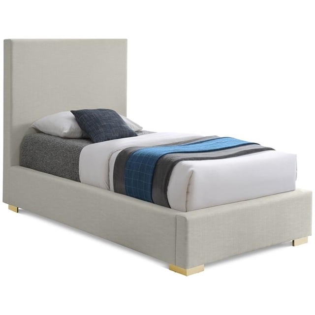 Meridian Furniture Crosby Lit Simple en Tissu Texturé Beige Lin
