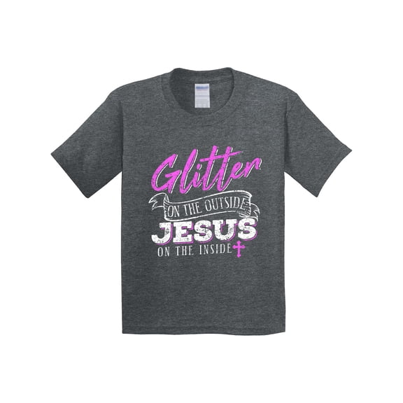 Inktastic Glitter Jesus Youth T-Shirt