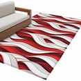 thumbnail image 2 of Red White Stripes Washable Area Rugs 4'x6', Abstract Geometric Aesthetic Striped Low Pile Throw Living Room Rug Non-Slip Sturdy Edge Binding Carpet for Indoor Entryway Bedside Kitchen, 2 of 9