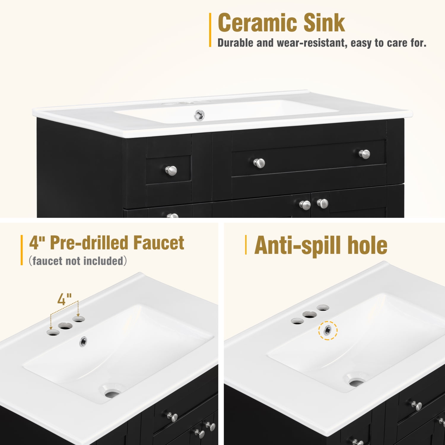 30" Bathroom Vanity with Sink Combo Wall Mounted Storage Cabinet Set with Soft Close Drawers, Modern Design with Invisible Handle, Resin Basin Sink Top, Gray