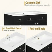30 Bathroom Vanity with Sink Combo Wall Mounted Storage Cabinet Set with Soft Close Drawers, Modern Design with Invisible Handle, Resin Basin Sink Top, Gray