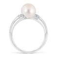thumbnail image 2 of ANGARA Freshwater Cultured Pearl Ring with Pave-Set Diamonds in 14K White Gold for Women | June Birthstone, Birthday, Anniversary, Jewelry Gift for Women | Pearl Ring, 2 of 8