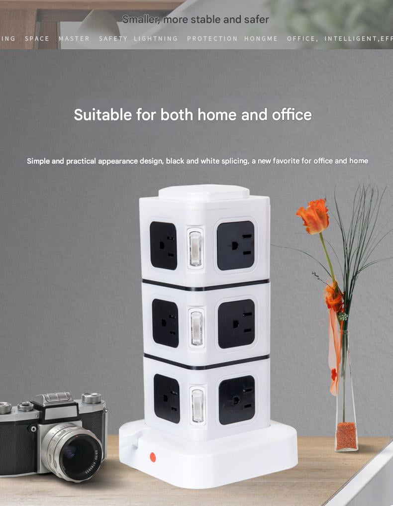 12-Outlet Surge Protector Power Strip – 6.5ft Cord, White Power Socket for Home, Office & Electronics