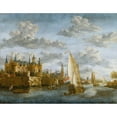 thumbnail image 2 of Jacobus Storck 24x20 Gold Ornate Framed and Double Matted Museum Art Print Titled - Castle on a River in Holland (C. 1660 - C. 1688), 2 of 4
