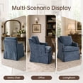 thumbnail image 6 of Usaint Barrel Dining Chair, Modern Farmhouse Linen Fabric Upholstered Slipcovered Kitchen Chairs with Arms, Solid Wood Accent Side Chair Single Sofa for Living Dining Reading, Navy, 6 of 8