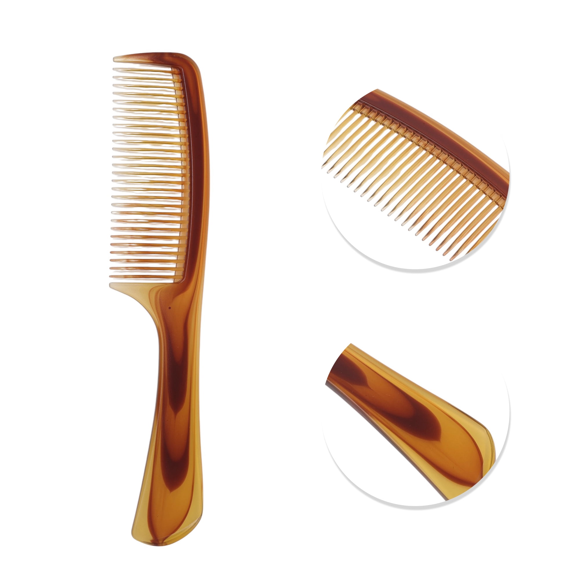 Unique Bargains 1 Pc Two-Color Handle Flat Comb for Curly Hair Amber with Unique Design