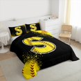 thumbnail image 3 of Manfei Baseball Print Bedding Comforter Set 2pcs for Boys Girls, Sport Monogrammed Twin Comforter Sets, Personalized Letter S Bedding Set, Microfiber Bedroom Decor, 3 of 8
