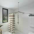 thumbnail image 3 of Naiture Dual Corner Rods Double Corner L Shaped Shower Curtain Rod with T Shape Ring Ceiling Support, Stainless Steel 60'' x 30'', Brushed Nickel Finish, 3 of 9