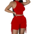 thumbnail image 3 of CHUMUD Two Piece Sets for Women Summer Workout Set Halter Top Crop Fringe Shorts Yoga Outfit Beach Loungewear Athletic Wear, 3 of 8