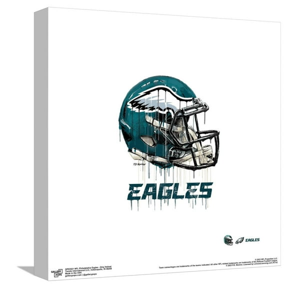 Gallery Pops NFL Philadelphia Eagles - Drip Helmet Canvas Wall Art, Unframed Version, 12" x 12"