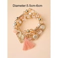 thumbnail image 5 of EOEMY 4Pcs Pink Tassel & Leaf Charm Beaded Bracelet Women Bracelet Stackable Bracelet-Default, 5 of 5