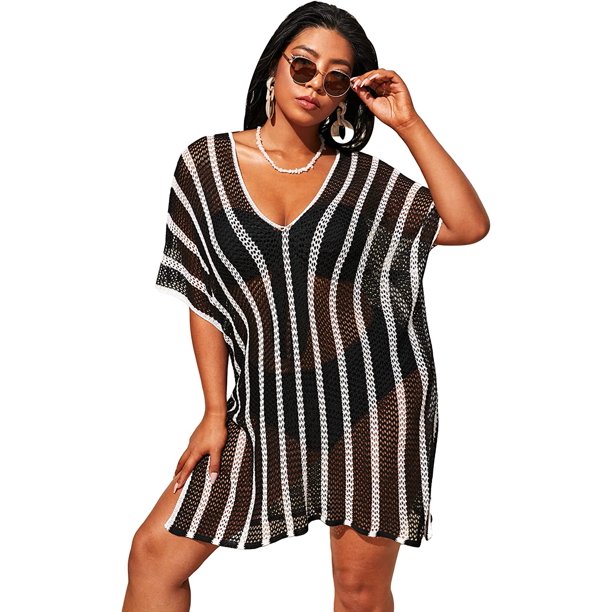 Plus Size Swimsuit Cover Up Crochet Swim Beach Bikini Cover Up Dress