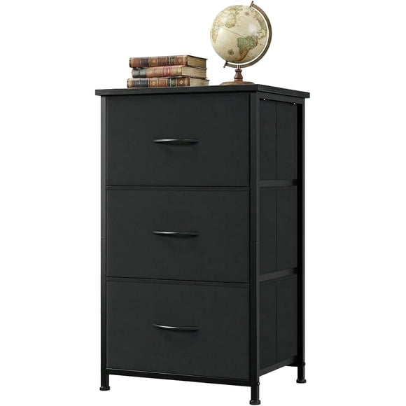 Stylish 3-Drawer Dresser with Removable Fabric Bins, Multi-Functional Storage Organizer for Bedroom, Living Room, Closet, Entryway, Hallway, Laundry Room - Wood Grain Print, Easy Assembly Space-Savin