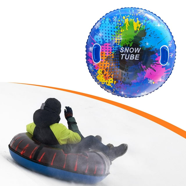 DYNWAVECA Inflatable Snow Tube Cold Resistant Snow Sled for Birthday Gift Party Winter blue