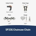 thumbnail image 3 of Husqvarna X-Cut SP33G 20 Inch Chainsaw Chain, 2 pack, .325" Pitch, .050" Gauge, 3 of 6