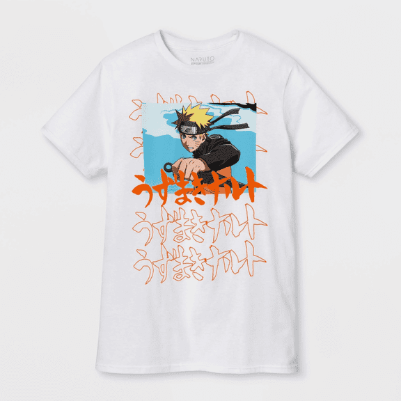 Men's Naruto Short Sleeve Graphic T-Shirt - White, Large