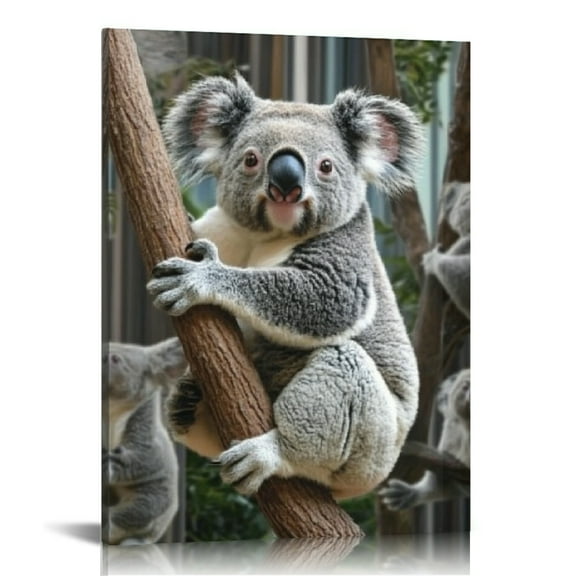 Creowell Koala Bear Print On Canvas Wall Art Decor, Ready to Hang, Home Decor for Living Room Bedroom Office, Perfect Gift Idea 12x16in