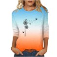 thumbnail image 3 of QATAINLAV Shirts for Women 2025 Summer Fashion Cute Print Tees Shirts Casual Loose Crew Neck 3/4 Sleeve Cotton Blouse Workout Tops Orange XXL Daily Sales, 3 of 6