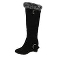 thumbnail image 2 of Tawop Womens Boots Tall Low Heel Buckle Thick Sole Fall Black Boots, 2 of 8