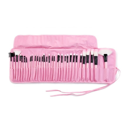 - 32pcs PINK Professional Soft Cosmetic Eyebrow Shadow Makeup Brush Set Pouch Bag