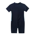 thumbnail image 4 of JanJean Boys Girls Swimwear Short Sleeve Zipper Front Bathing Suit Shorty One Piece Rash Guard Swimsuits Wetsuit Navy Blue 16, 4 of 7