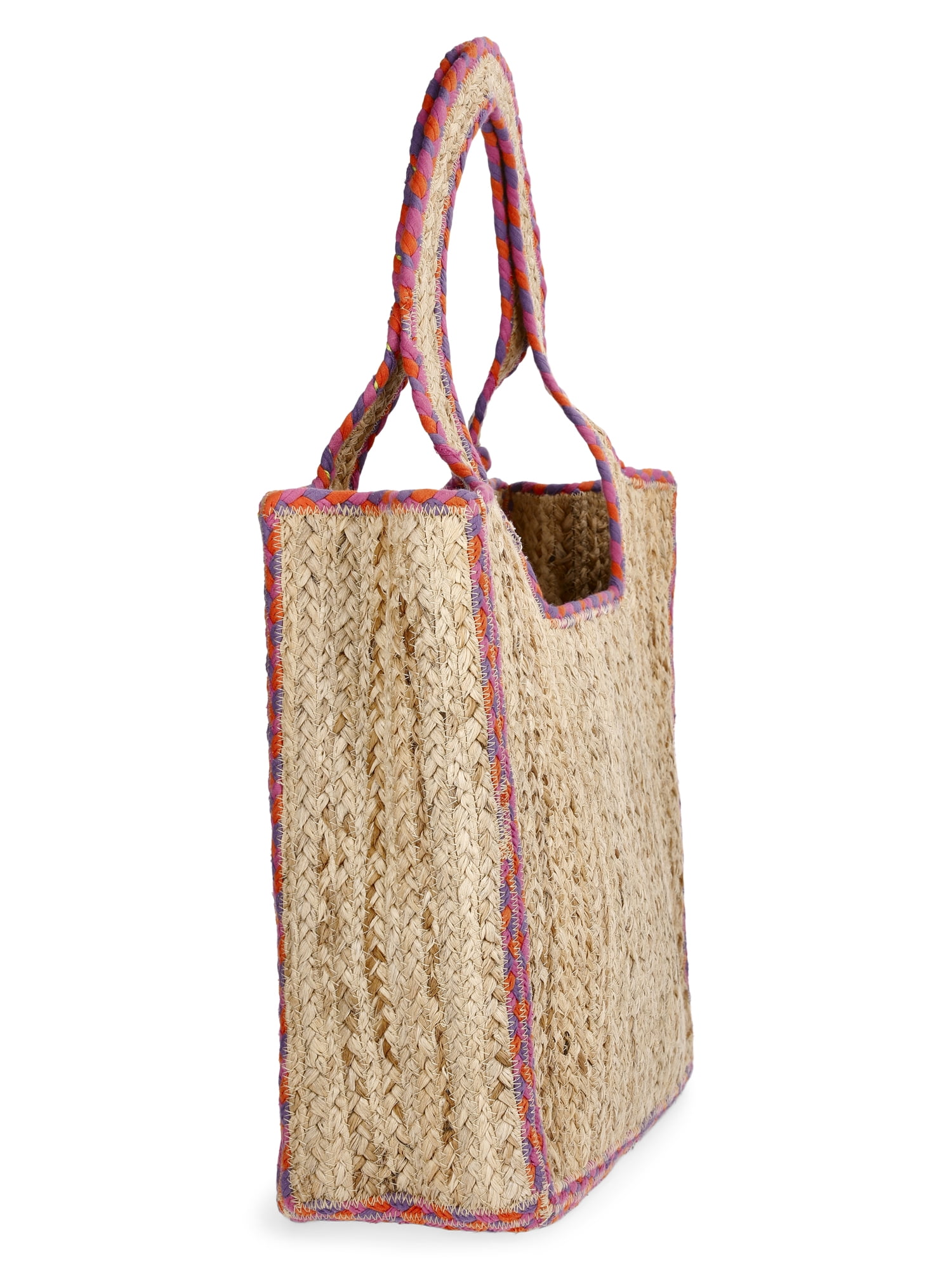 No Boundaries Women's Jute Tote, Pink