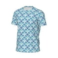 thumbnail image 6 of Wukai Blue Fish Scale Texture Print Men's Short-Sleeved Mesh T-Shirt,Quick-Dry Short Sleeve Workout T-Shirt-Small, 6 of 8