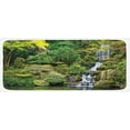 thumbnail image 1 of Garden Kitchen Mat, Pond in Style Garden Arboretum Trees Bush Foliage Rocks Waterscape Picture, Plush Decorative Kitchen Mat with Non Slip Backing, 47" X 19", Green White, by Ambesonne, 1 of 1