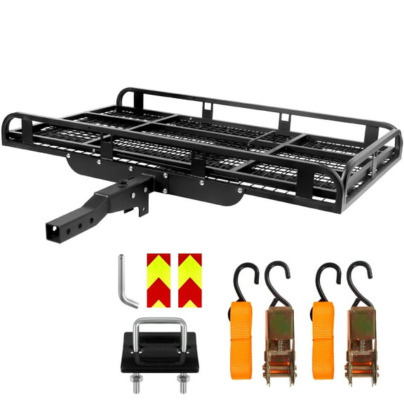 Hitch Mount Wheelchair Carrier, Hitch Cargo Carrier, 500 lbs Capacity, Trailer Hitch Cargo Carrier, Luggage Carrier Rack, Black Alloy Steel, Collapsible, for Mount Wheelchair and Lawn Mower