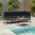 thumbnail image 1 of vidaXL 3 Piece Garden Lounge Set with Cushions Poly Rattan Grey, 1 of 5