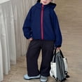 thumbnail image 2 of Xyant Boys Girls Waterproof Jacket Toddler Kids Lightweight Windbreaker Raincoat Sports Hooded Outerwear Cycling Hiking Gear Running (Navy,2-3 Years), 2 of 5