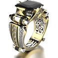 thumbnail image 1 of Anillo de ónix negro de lujo para hombre, joyería para hombre, anillos de compromiso de boda para hombre, anillo de piedra preciosa negra chapado en oro de 18 quilates, anillo de eternidad de circonit, 1 of 4