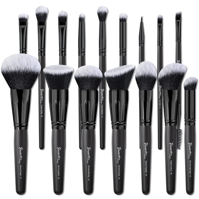 Set de brochas de maquillaje Bueart Design ULTRA SOFT, 16 unidades, color negro