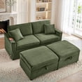 thumbnail image 4 of Muumblus Loveseat Sectional Sofa with 2 Storage Ottomans, Modular Cloud Couch with 2 Side Tables & USB, Plush Double Chaise Lounge Sofa Bed Indoor, Green Corduroy, 4 of 13