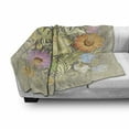 thumbnail image 3 of Grunge Soft Flannel Fleece Throw Blanket, Ornate Aged Floral Bouquet Composition over Antique Style Marble Setting Bohemian, Cozy Plush for Indoor and Outdoor Use, 70" x 90", Multicolor, by Ambesonne, 3 of 6