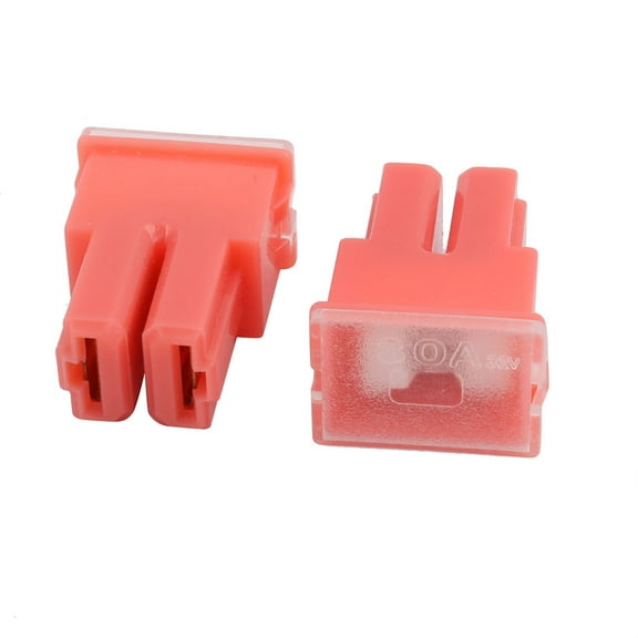 2Pcs Auto Car Push-in Type Female Cartridge Fuse 30A 32V Pink Clear Roof Shape