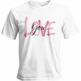 thumbnail image 1 of Camisetas gráficas informales de manga corta para hombre con texto "Love You" para San Valentín, 1 of 8