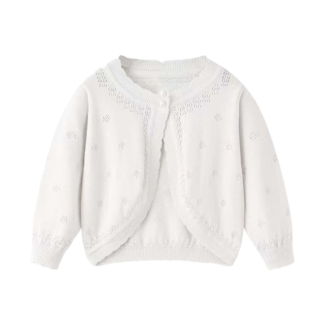 Lovzfmll Girls' Fall & Winter Solid Color Knit Cardigan, Cotton Lightweight Openwork Breathable Cover-Up for Little Girls 5-6 Years